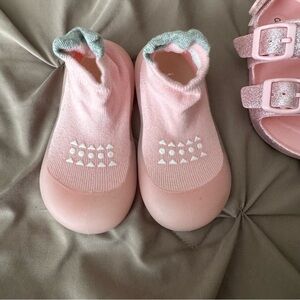 Kids Pink Slip-On Water Shoes - Soft Sock Style